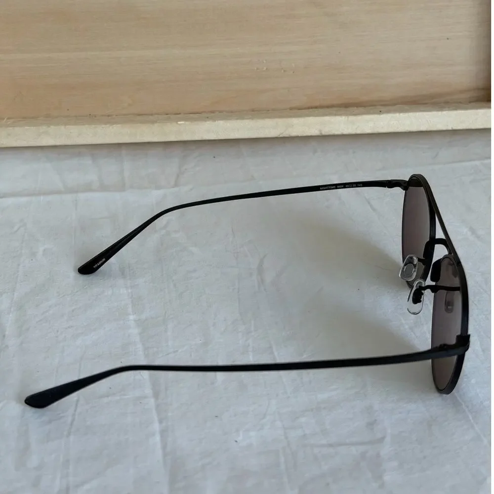 Oliver Peoples x The Row Nighttime Titanium Aviators Matte Black / Grey Lens
